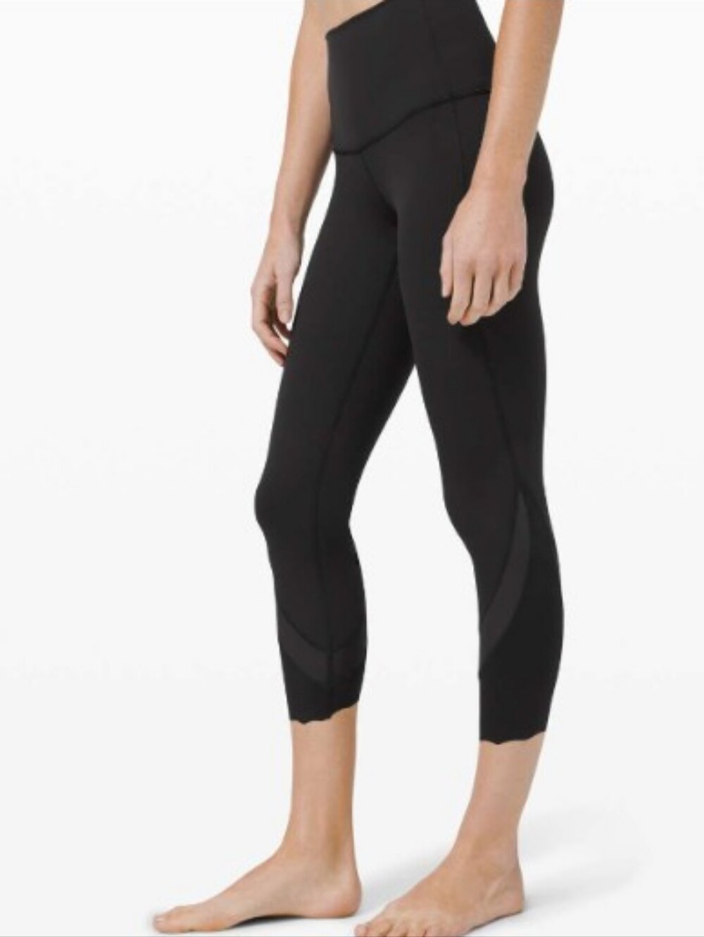 Lululemon Wunder Under Crop Leggings High-Rise Scallop Luxtreme 23" Black Size 8 - Picture 1 of 8